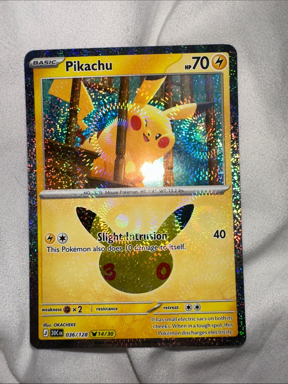 Pikachu Holographic 30th Anniversary card